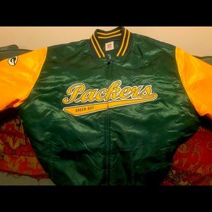 This is a vintage reversible Green Bay game jacket